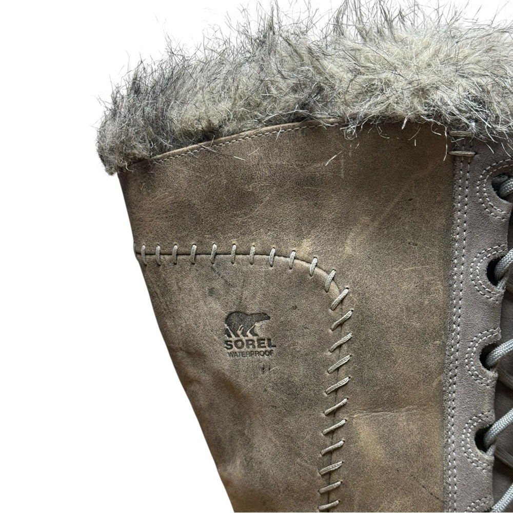 Sorel Cate The Great Tall Waterproof Leather Winter Snow Boots Wmn’s Size 6 Grey - Picture 10 of 12